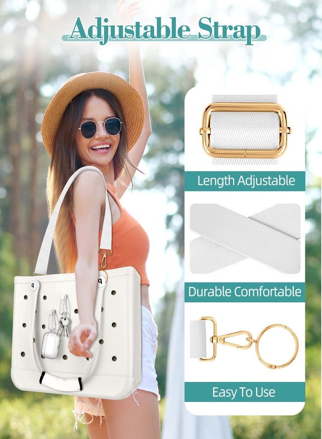 Toykee Bag Strap Crossbody Charms for Bogg Bag Accessories - Shoulder Strap Neoprene Luggage Handle Wrap for Suitcase & 2 Key Holders White - Image 2